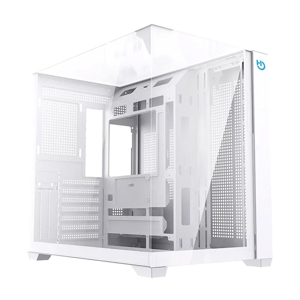 Caja ordenador gaming hiditec atx sky cristal templado blanco
