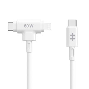 Cable usb tipo c a usb tipo c - lightning hyper 1.5m - macho - macho - blanco