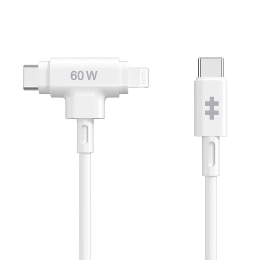 Cable usb tipo c a usb tipo c - lightning hyper 1.5m - macho - macho - blanco