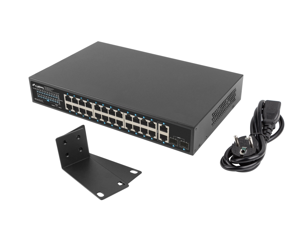 Switch lanberg 24 ptos 1gb poe+ - 2x sfp 2x gbit ethernet 250w rack 19