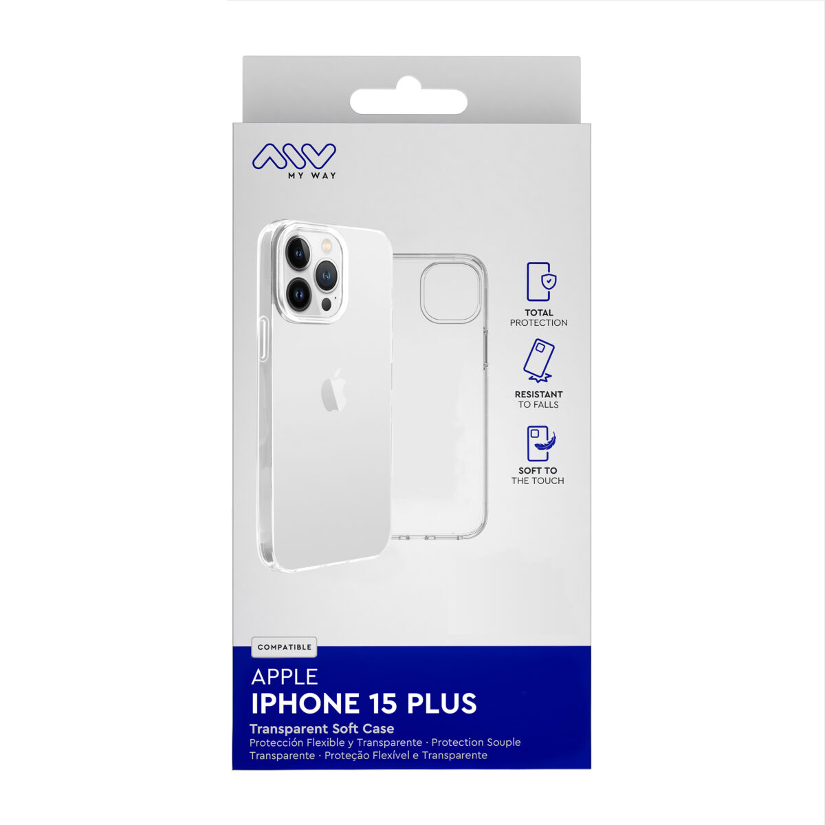 Carcasa myway para apple iphone 15 plus transparente