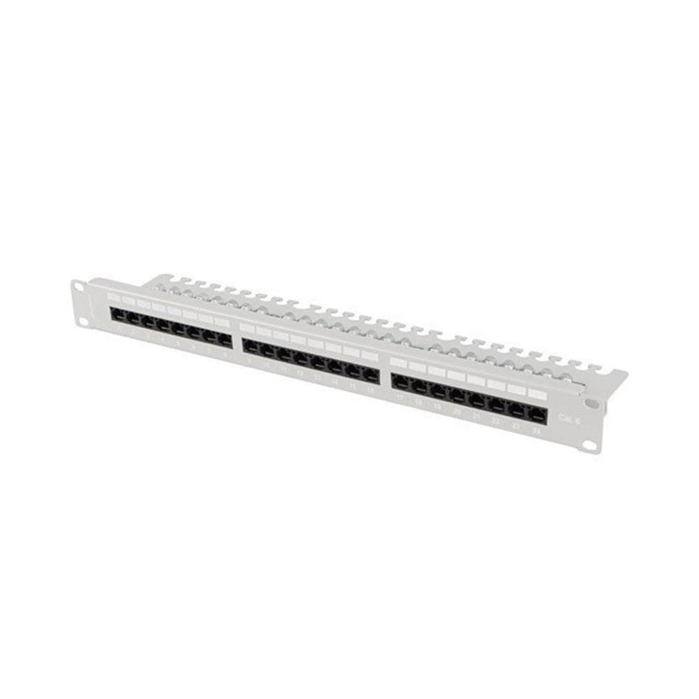 Patch panel lanberg 24 puertos 1u 19 pulgadas cat.6 utp con organizador cables gris