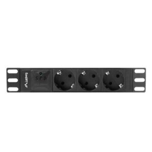 Regleta lanberg 1u 16a 3x schuko rack 10 pulgadas 2m negro