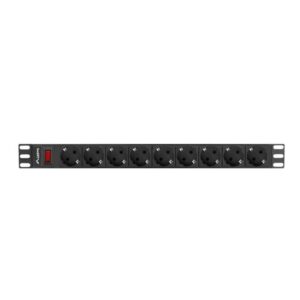 Regleta lanberg 1u 16a 9x schuko rack 19 pulgadas 3m negro