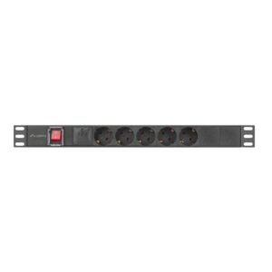 Regleta lanberg 1u 16a rack 19 pulgadas 5x socket schuko negro 2m