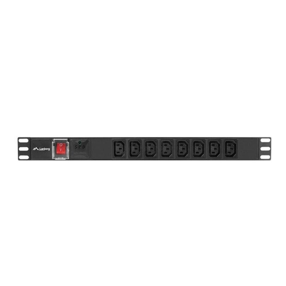 Regleta lanberg 1u 16a rack 19 pulgadas 8x socket iec c13 negro 2m