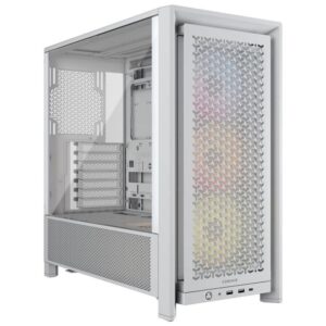 Caja ordenador gaming corsair frame 4000d rs atx argb cristal templado blanca