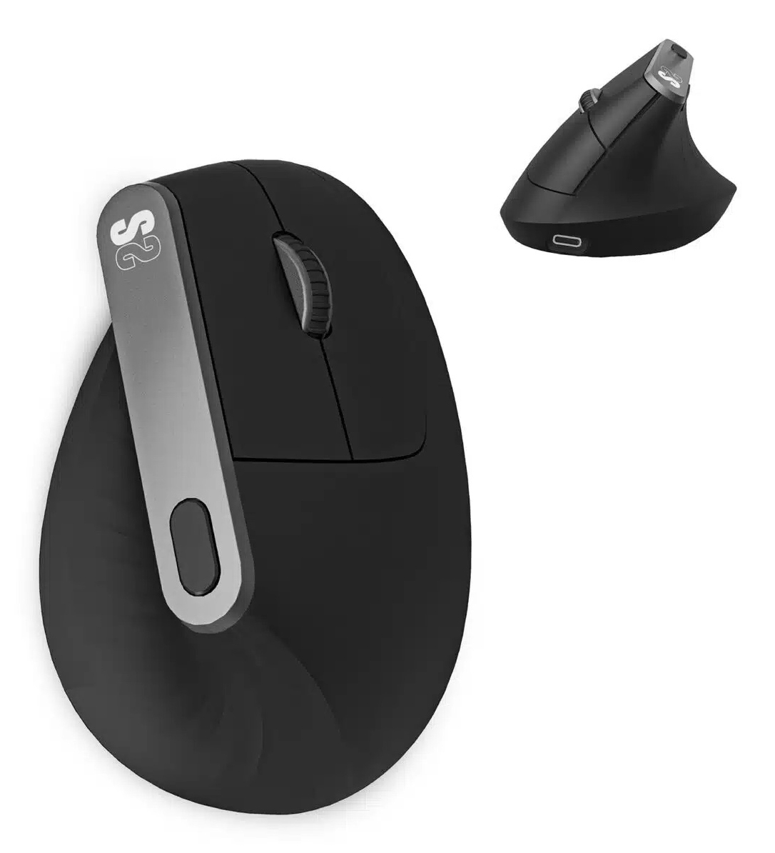 Raton inalambrico subblim vertical ergo dual mouse battery negro