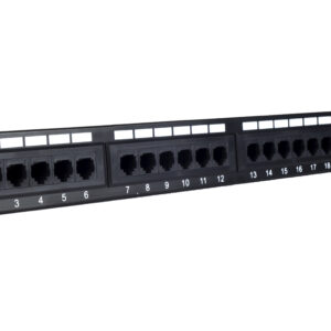 Panel transferencia para armario rack 19 pulgadas phasak utp rj45 cat. 6 dual 24p 1u negro pu 2420