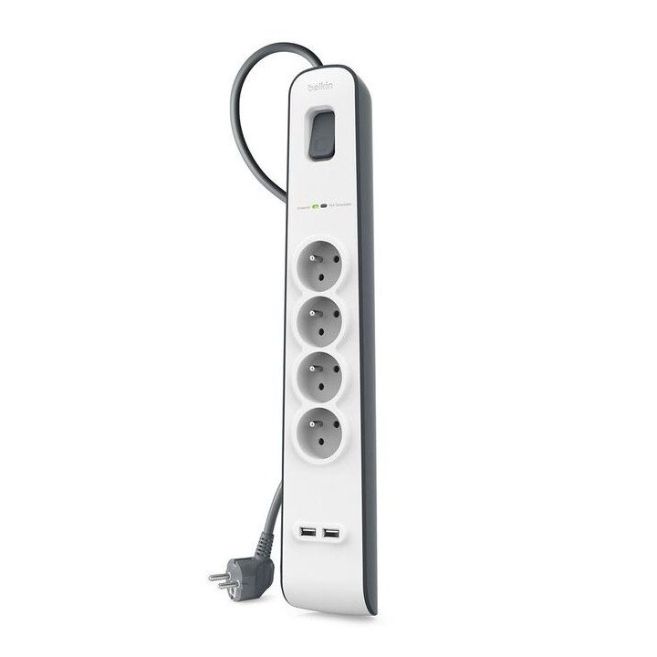 Regleta alimentacion belkin bsv401vf2m - v2 4 tomas 2xusb proteccion sobretension cable 2m