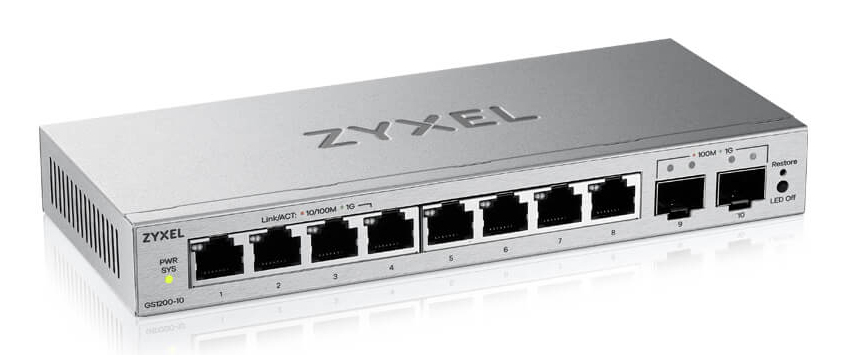 Switch 10 puertos zyxel gs1200 - 10v3 8xgbe 2xsfp