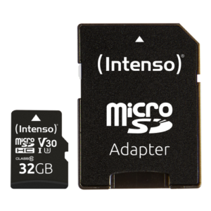 Tarjeta memoria micro sd intenso 32gb profesional v30 + adaptador sd