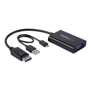 Adaptador displayport a vga startech 0.184m - macho - hembra - negro + cable micro usb tipo b a usb tipo a
