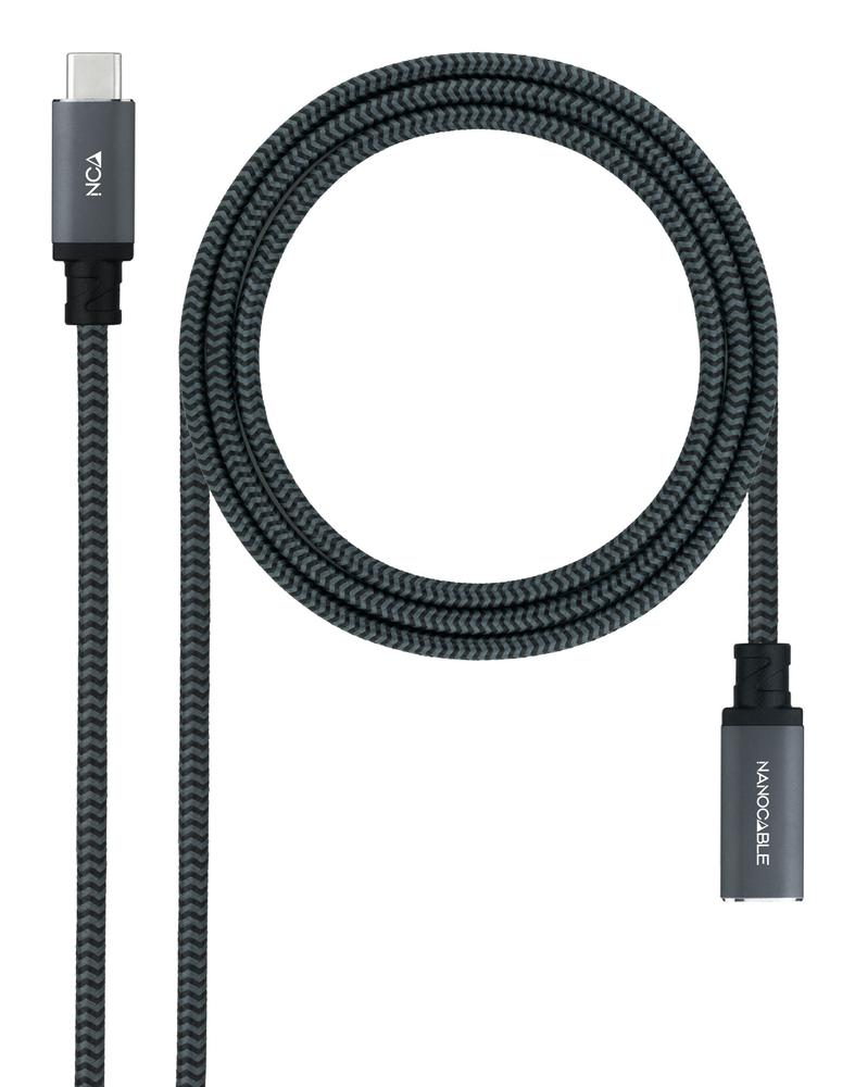 Cable prolongador nanocable usb 3.2 gen2x2 20gb 100w c - m - h 1.5m alargador usb - c algodon