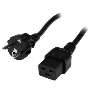 Cable schuko a c19 startech 2m - macho - hembra - negro