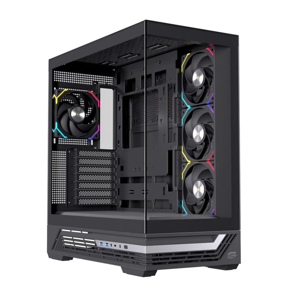 Caja ordenador gaming einarex s800 atx rgb cristal templado negra