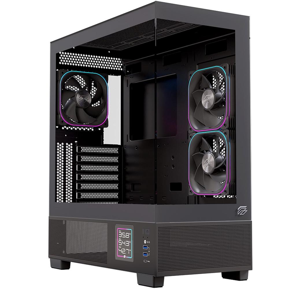 Caja ordenador gaming einarex s501d atx rgb cristal templado negra