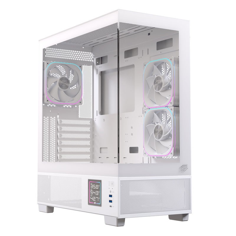 Caja ordenador gaming einarex s501d atx rgb cristal templado blanca