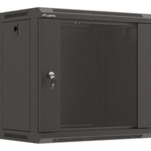 Armario lanberg mural rack 19 pulgadas 9u 540x350 flat pack negro puerta cristal