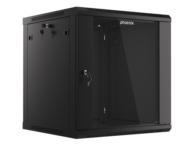 Armario rack phoenix 12u 600x600x640 auto - ensamblado 19'' hasta 60 kg negro