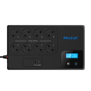 Sai ups phasak 1050va smart home 1kva interactivo avr pantalla lcd carga frontal usb a+c ph 9479