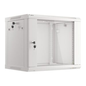 Armario lanberg mural rack 19 pulgadas 9u - 600x450 flat pack v2 puerta cristal gris