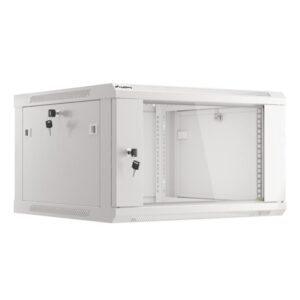 Armario lanberg mural rack 19 pulgadas 6u - 600x600 flat pack puerta cristal gris