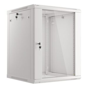 Armario lanberg mural rack 19 pulgadas 15u - 600x600 flat pack gris puerta cristal