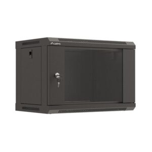Armario lanberg mural rack 19 pulgadas 6u - 540x350 flat pack negro puerta cristal