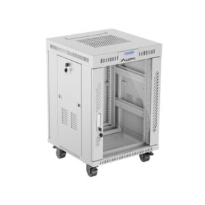 Armario lanberg rack 19 pulgadas 15u - 600x600 flat pack gris puerta de cristal con lcd