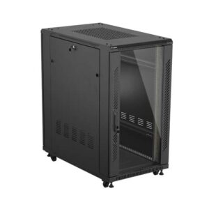 Armario lanberg rack 19 pulgadas 22u - 600x1000 flat pack puerta cristal negro