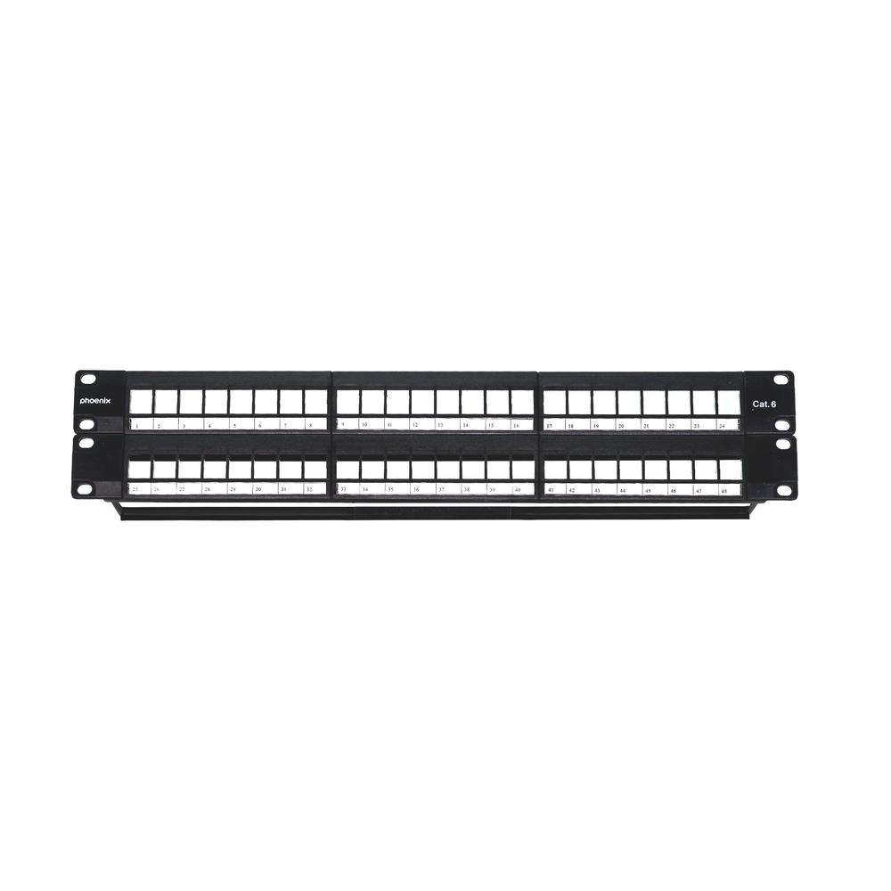 Phoenix patch panel vacio para rack de 48 puertos categoria 6 1u