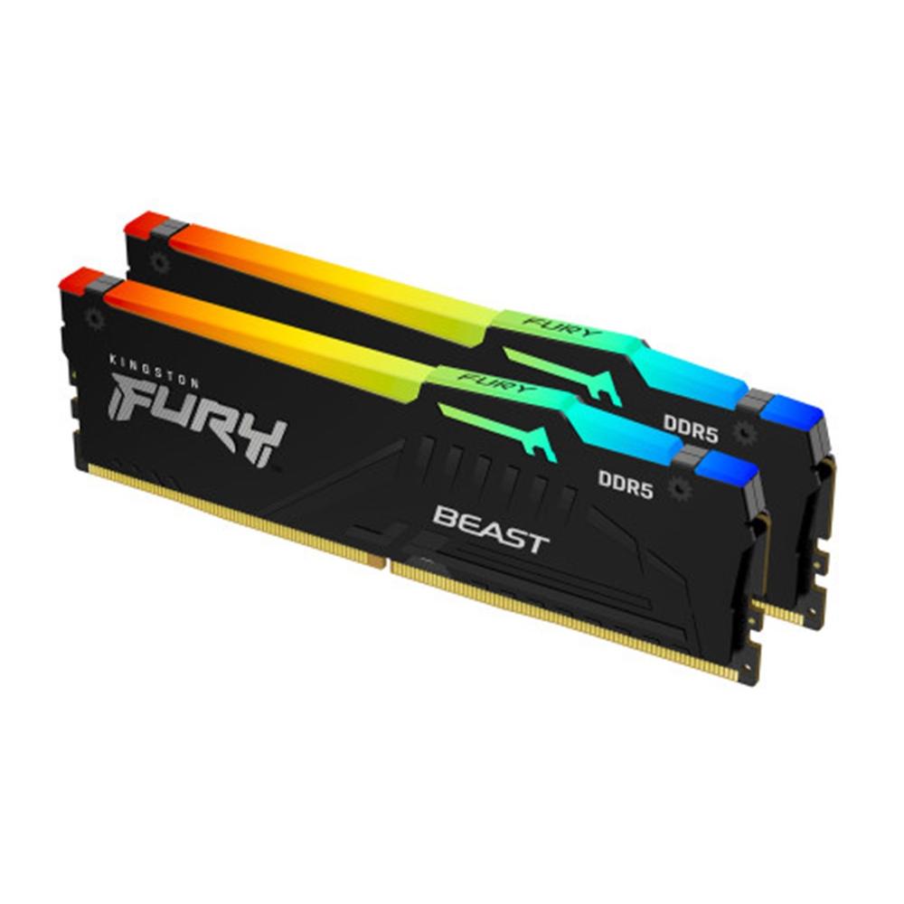 Memoria ram ddr5 64gb 2x 32gb kingston - 5600mt - s - pc5 - 44800 - fury beast rgb - cl36 - negro
