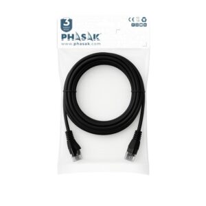 Cable red phasak latiguillo rj45 utp cat6 2m negro phk 1802