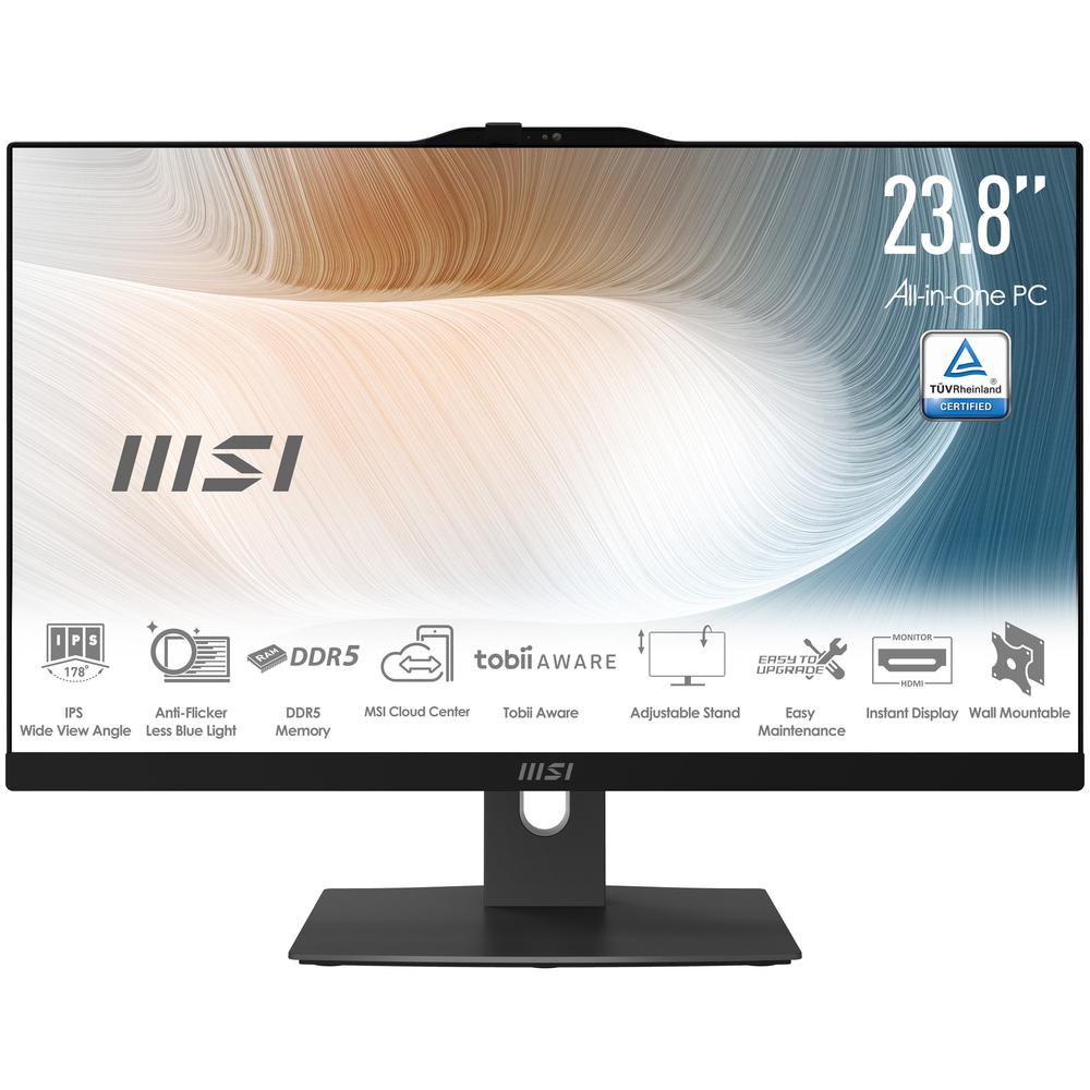 Ordenador all in one msi am242tp - 1227eu core 5 - 120u - 8gb - 512gb ssd - 23.8 pulgadas fhd - w11p - tactil - negro