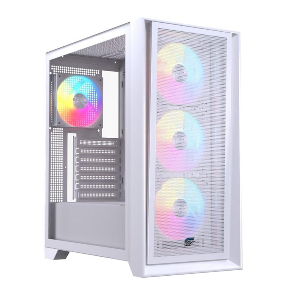 Caja ordenador gaming einarex p600 rgb atx cristal templado blanca