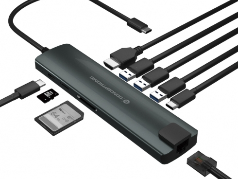 Adaptador conceptronic usb tipo c 9 en 1 hdmi - usb - c - pd - usb 3.0 - sd - micro sd - rj45