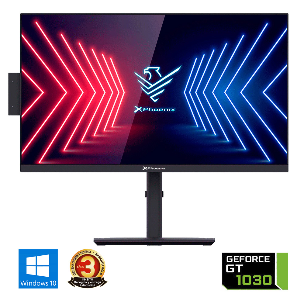 Ordenador pc all in one aio phoenix unity 1030g 24 pulgadas fhd - intel i3 10105 nvidia gt 1030 - 8gb ddr4 crucial - 480 gb ssd windows 10 home