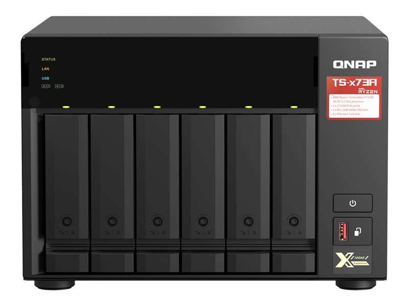 Servidor nas qnap ts - 673a - 8g 8gb 2.5g 6 compartimentos