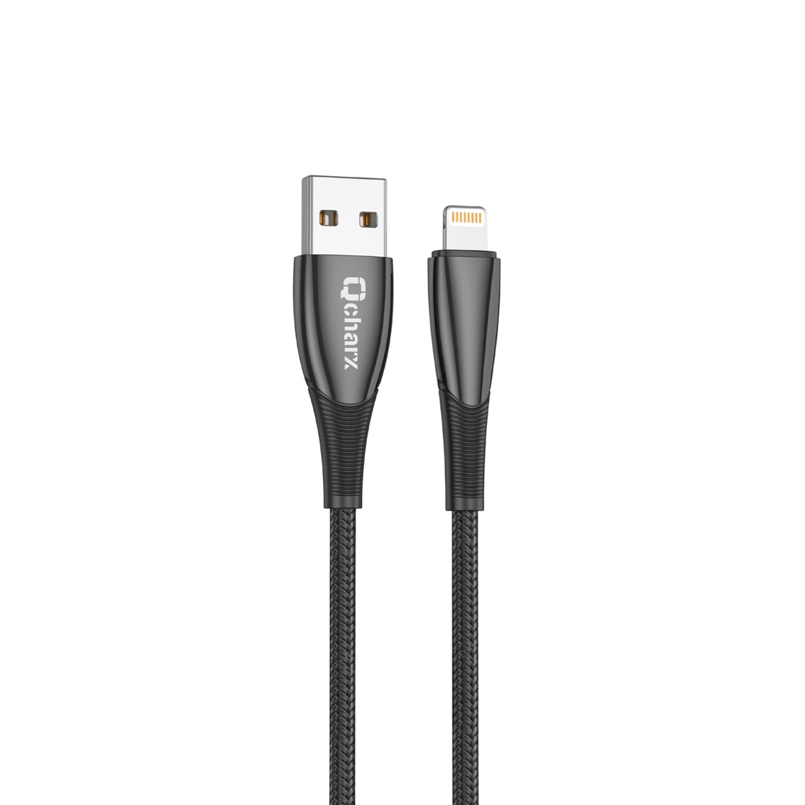 Cable qcharx berlin usb a lightning 3a - 1 m - zinc negro cordon grueso tacto suave