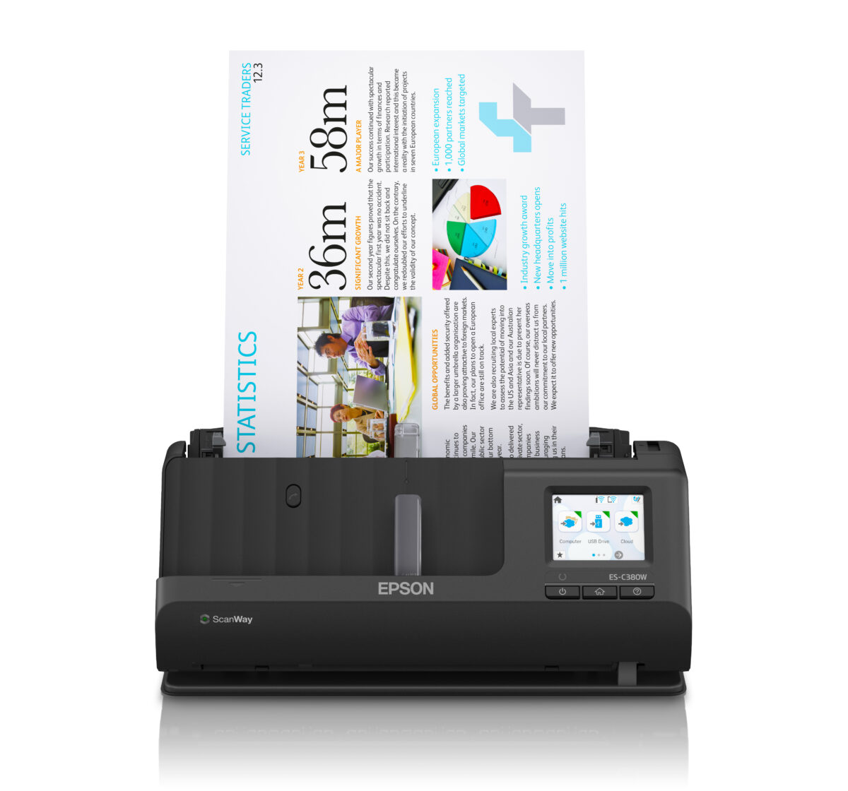 Escaner sobremesa epson es - c380w a4 - 30ppm - duplex - wifi - compacto - adf 20hojas