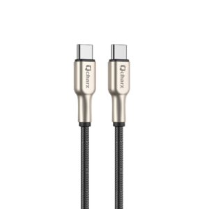 Cable qcharx new york tipo c a tipo c 3a 20w - 1 m - zinc metálico cordón plateado blindado