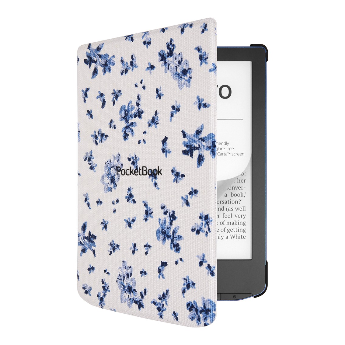 Pocketbook funda shell series verse + verse pro - patron flores blanco azul