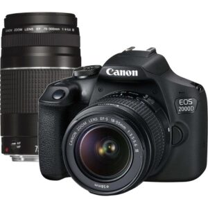 Camara reflex canon eos 2000d + ef - s 18 - 55dc + ef 75 - 300 24.1mpx negro