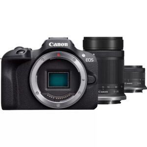 Camara reflex canon eos r100 + rf - s 18 - 45 is stm + rf - s 55 - 210 f5 - 7.1 is stm 24.1mpx negro