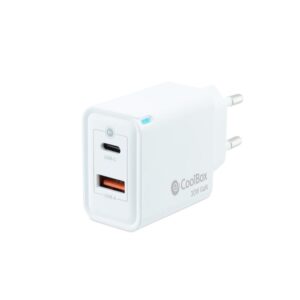Cargador usb de pared coolbox 30w gan usb tipo a - usb tipo c