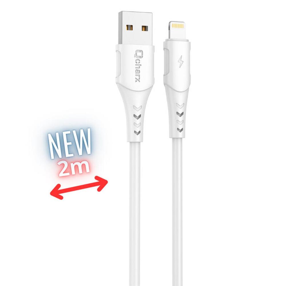 Cable qcharx athens lightning a usb tipo a - 2m - pvc blanco