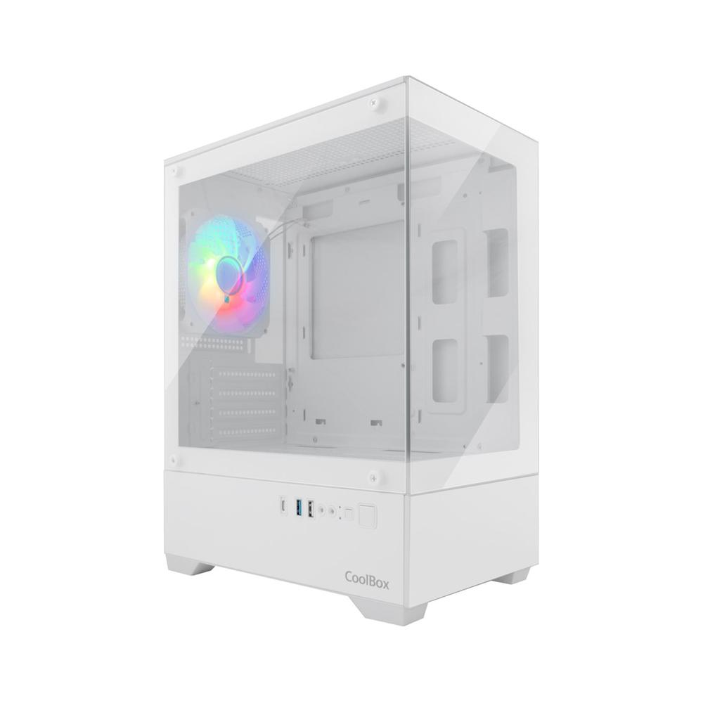 Caja ordenador gaming coolbox gm200 vision lite matx argb cristal templado blanco