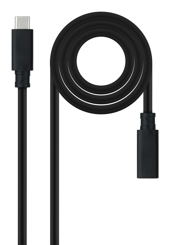 Cable prolongador nanocable usb - c 3.2 gen2x2 20gbp 100w - 5a 4k - 60hz usb - c - m - usb - c - h negro 1 m alargador