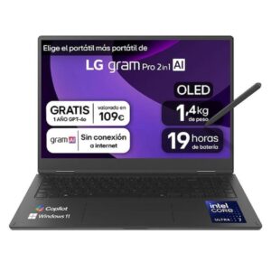 Portatil lg gram pro 16t90tp - k u7 - 255h - 32gb - ssd 1tb - 16 pulgadas - w11h